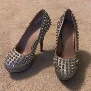 Vince Camino silver studded platform heels